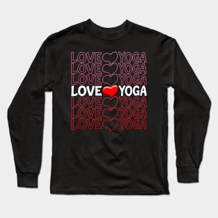 Love Yoga Heart Repeat Text Red Long Sleeve T-Shirt